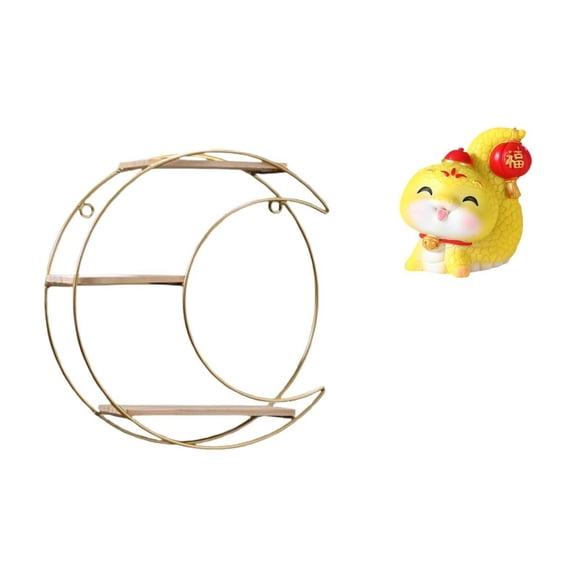 Fiocias Wall Storage Rack Metal Wall Shelf Floating Shelf Cartoon Snake Statue Resin Material Space Saving Suitable for Bedroom Living Room Office Dormitory H
