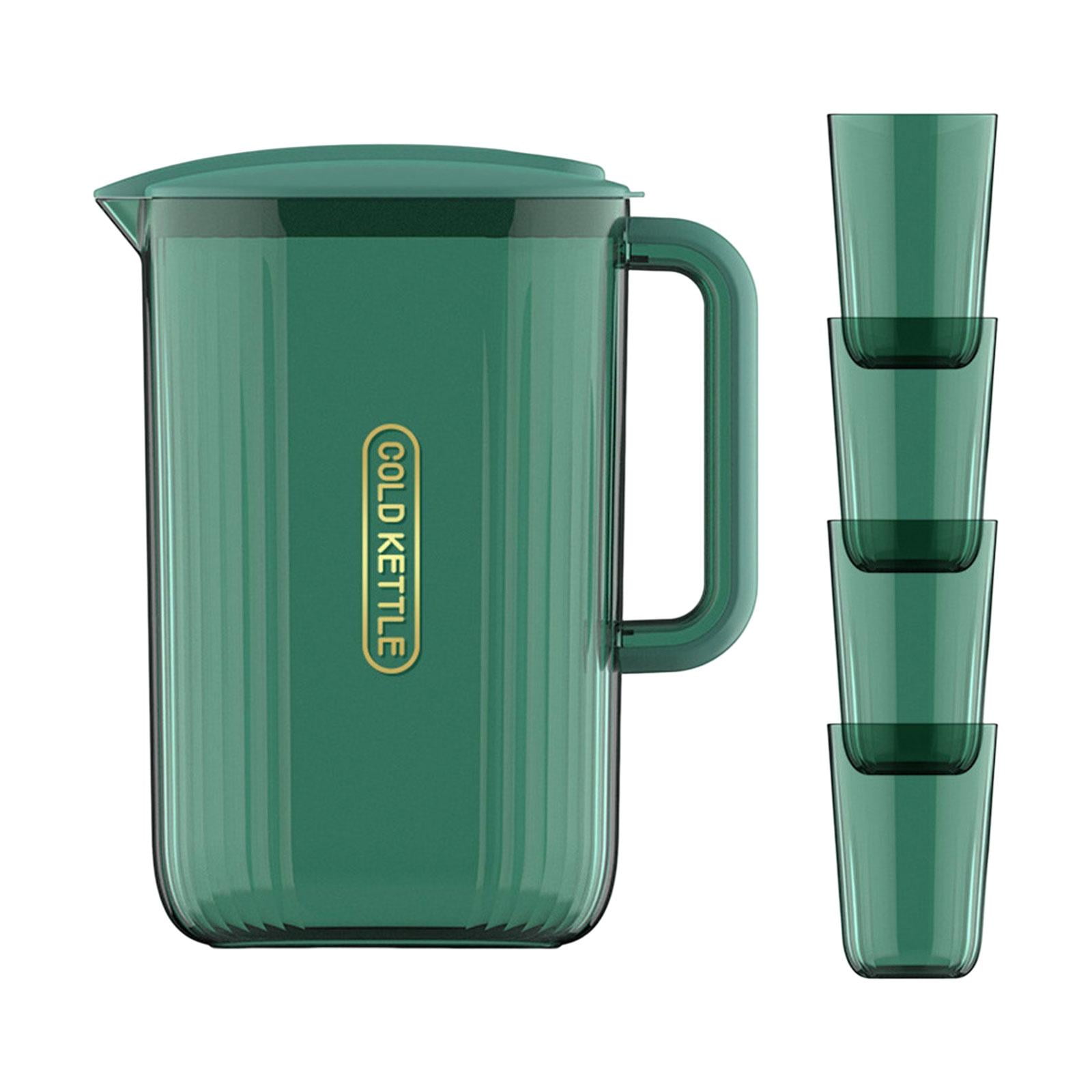 Fiocias Water Pitcher, Juice Water Jug, Lemonade Kettle, Heat Resistant Iced Tea Pitcher for Refrigerator Home Fridge Party Cold Water Juice Jar 2.2L , Green and 4 Cup