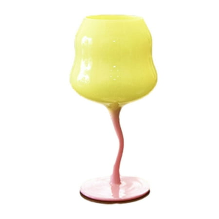 Fiocias Wine Glass Creative Champagne Glasses Stemmed Glass Cups Romantic Wine Cocktail Yellow