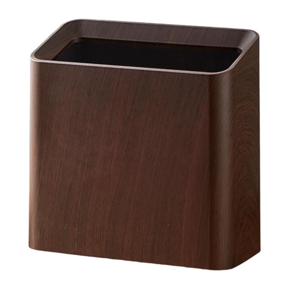 Fiocias Wood Grain Trash Can Garbage Waste Basket Toilet Paper Basket for Powder Room Brown