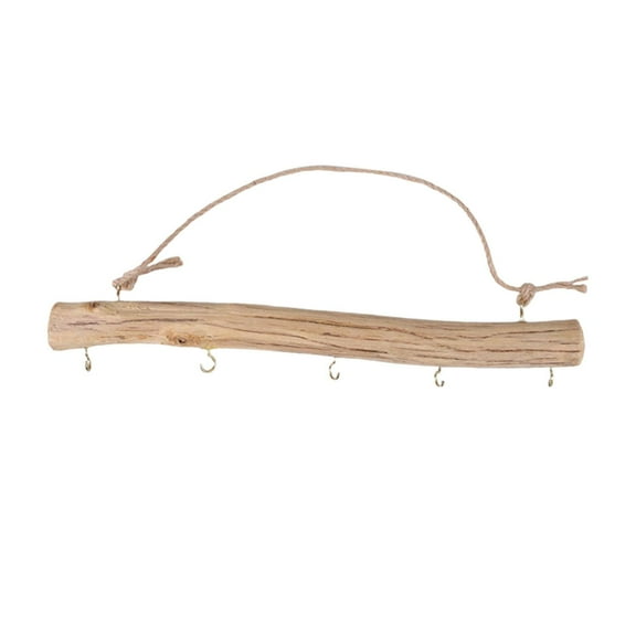 Fiocias Wooden Hook Wall Mounted 5 Hooks Easy to Use Coat Hook with Hanging Rope Branch