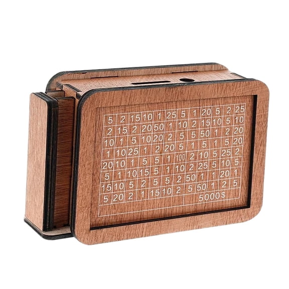 Fiocias Wooden Piggy Bank with Usd Saving Goal Wood Coin Bank Money Storage Case Cashes For 5000 Dollar