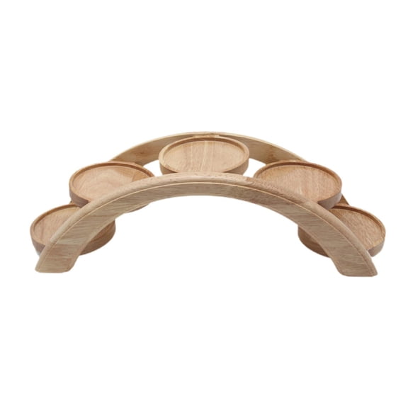 Fiocias Wooden Serving Tray Decorative Bridge Shaped Multipurpose Snack Tray Fruit Stand 5 tier