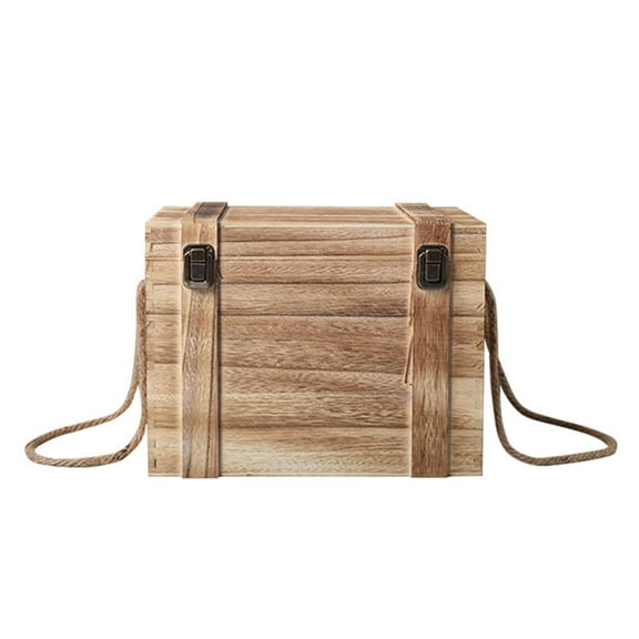 Fiocias Wooden Wine Box Large Capacity Housewarmings Gifts 6 Divided Red Wine Carrier for