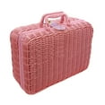 thumbnail image 1 of Fiocias Woven Suitcase Imitation Rattan Storage Basket Portable Rustic Picnic Hamper for Pink S, 1 of 9
