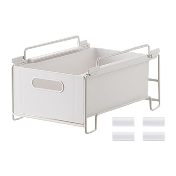 Fiocias below Sink Organizer Slide Out Drawer with Non Slip Pads Multifunction Stackable 29.5cmx20cmx16cm