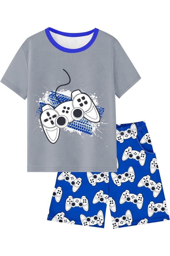 Boys Pajamas Big Boys Summer Short Sleeve PJ Set Kid Sleepwear Boys Pajamas Size 8-14