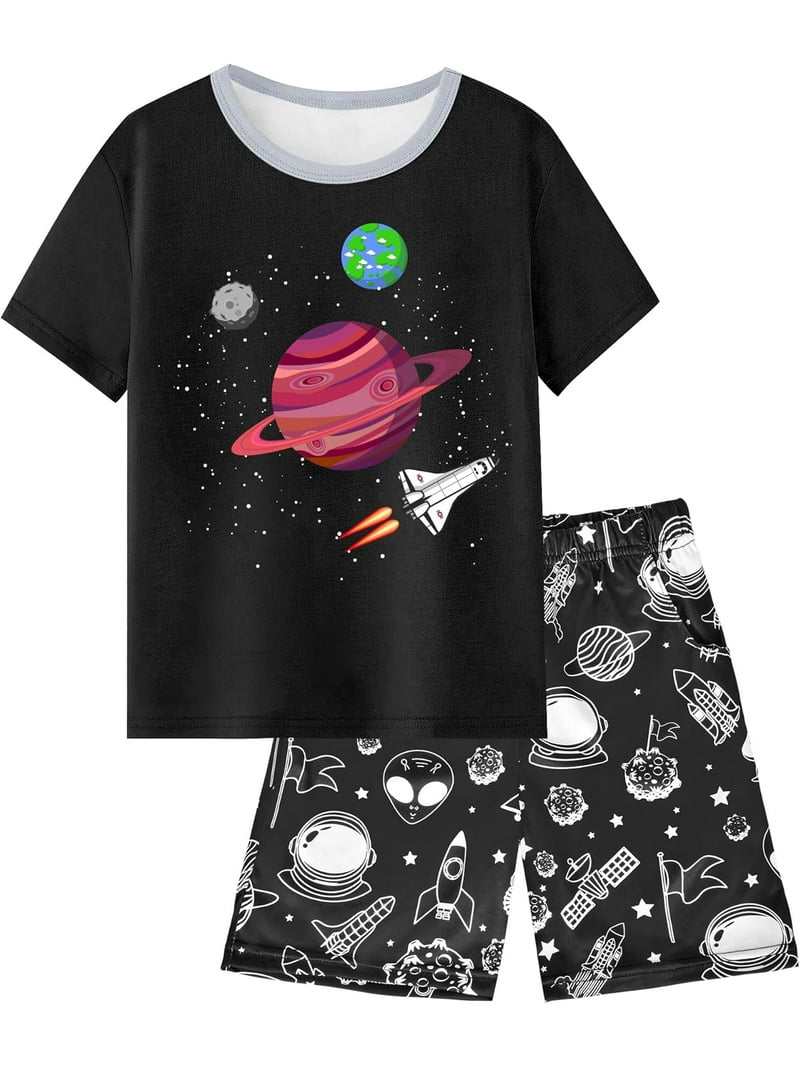 Fiodrimy Boys Pajamas Big Boys Summer Short Sleeve PJ Set Kid