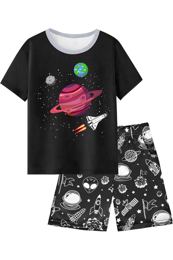 Boys Pajamas Big Boys Summer Short Sleeve PJ Set Kid Sleepwear Boys Pajamas Size 8-14