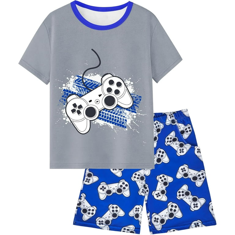 Fiodrimy Boys Pajamas Big Boys Summer Short Sleeve PJ Set Kid