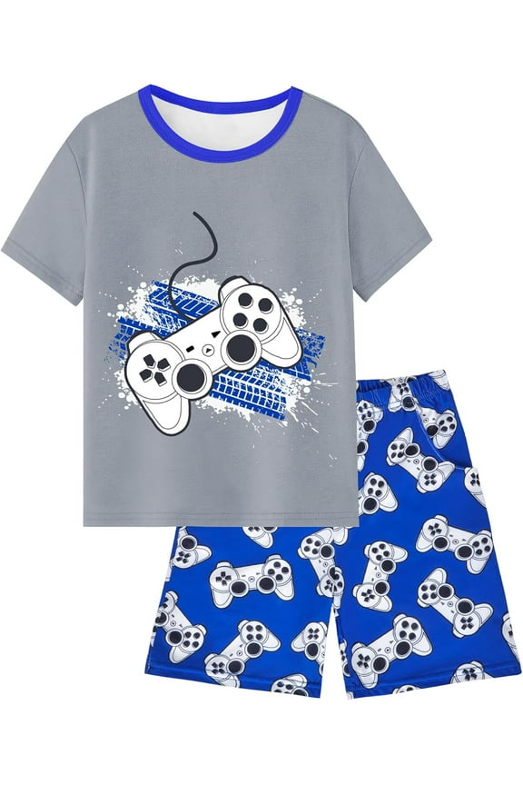 Boys Pajamas Big Boys Summer Short Sleeve PJ Set Kid Sleepwear Boys Pajamas Size 8-14