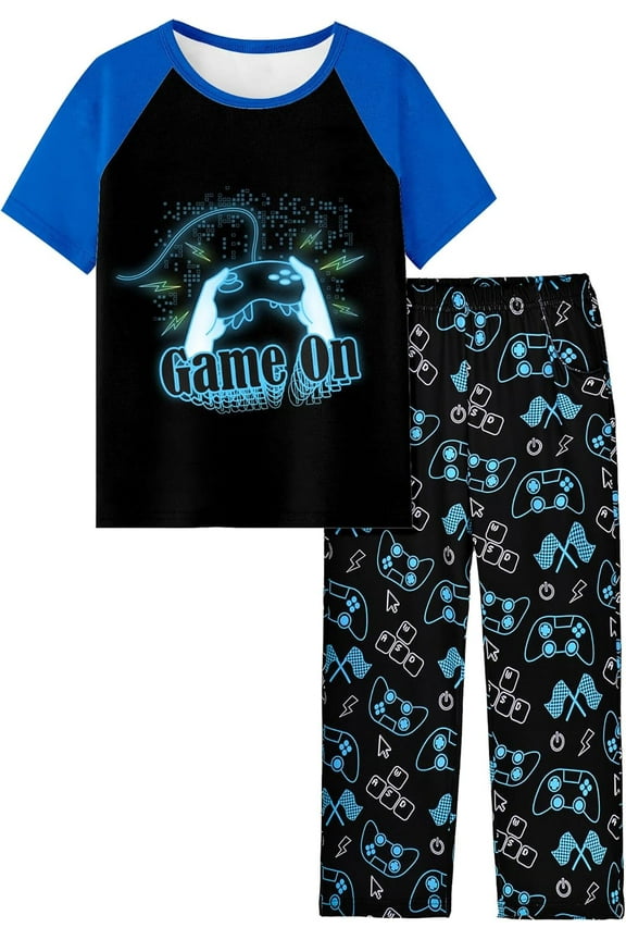 Boys Pajamas Little Big Boys Short Sleeves and Pants Pajamas 2-Piece Pjs Set Kids Sleepwear Size 8-14