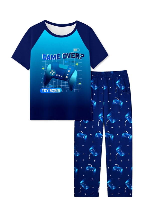 Boys Pajamas Little Big Boys Short Sleeves and Pants Pajamas 2-Piece Pjs Set Kids Sleepwear Size 8-14