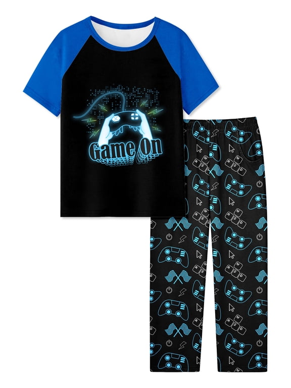 Boys Pajamas Little Big Boys Short Sleeves and Pants Pajamas 2-Piece Pjs Set Kids Sleepwear Size 8-16