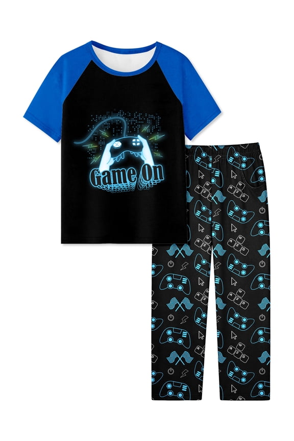 Boys Pajamas Little Big Boys Short Sleeves and Pants Pajamas 2-Piece Pjs Set Kids Sleepwear Size 8-16