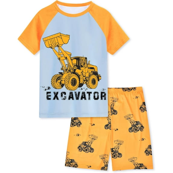 Fiodrimy Boys Pajamas Toddler Boys Summer Pajamas Dinosaur 2 Piece Short Sleeves Boy Pjs Kids Sleepwear Size 3-8 Years