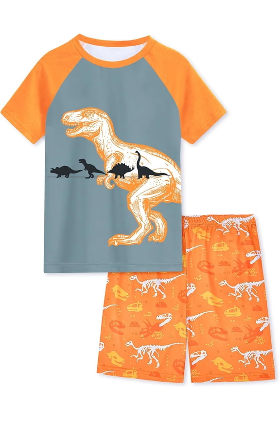 Boys Pajamas Toddler Boys Summer Pajamas Dinosaur 2 Piece Short Sleeves Boy Pjs Kids Sleepwear Size 3-8 Years