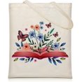 thumbnail image 1 of Fiodrimy Canvas Tote Bag for Women Aesthetic Cute Reusable Cloth Cotton Bags with Zipperfor Shopping Beach Grocery, 1 of 1