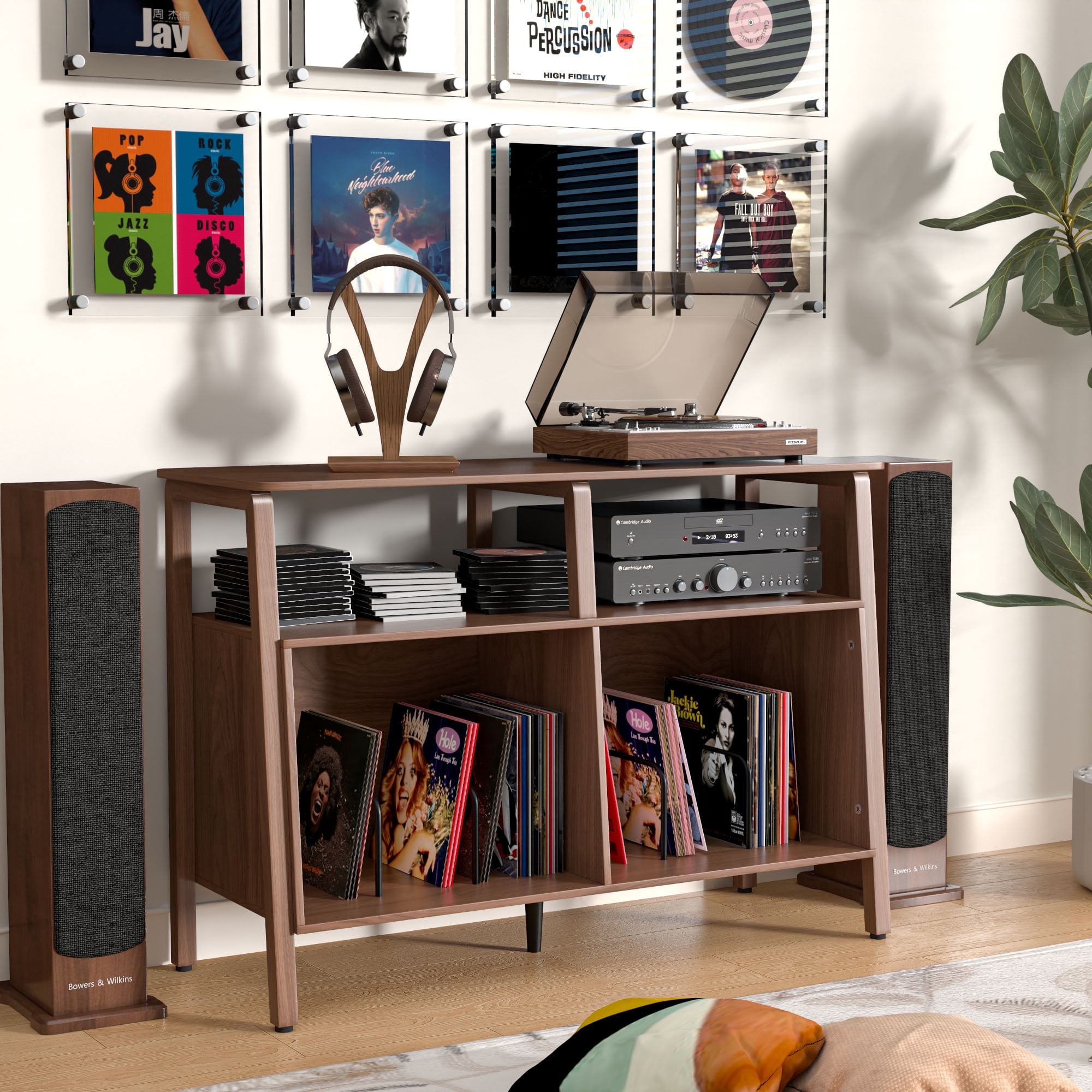 Record Display Table Fiogmub Record Player Table with Storage, Vinyl Record Storage Cabinet ...