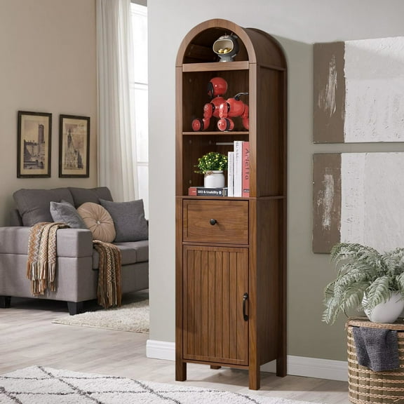 Fiogmub Tall Storage Cabinets with Doors and Shelves, Narrow Tall Linen Cabinet with Drawer