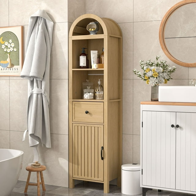 Fiogmub Tall Bathroom Storage Cabinets with Doors and Shelves, Narrow ...