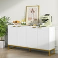 thumbnail image 1 of Fiogmub White Fluted Cabinet, Modern Sideboard Buffets Cabinet with 4 Fluted Door, Accent Cabinet with Adjustable Shelves, Credenza Storage Cabine, Console Table, 1 of 7