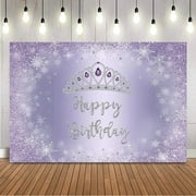 Fioletowy urodziny tło zima brokatowy płatek śniegu zdjęcie tło Sliver korona księżniczka dekoracja urodzinowa Banner rekwizyty