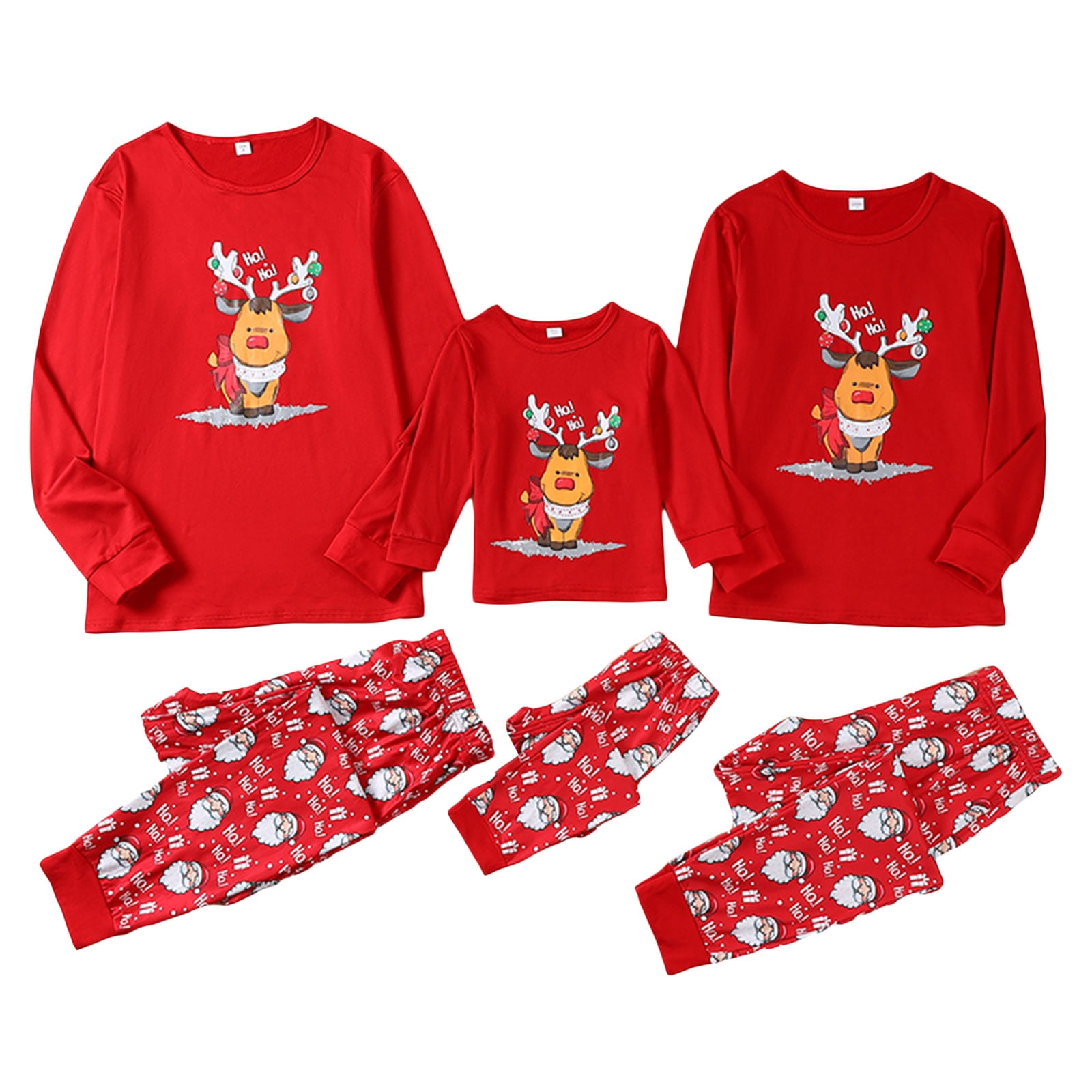 Fiomva Christmas Family Matching Pajama Red Holiday Pjs Sets Cotton ...