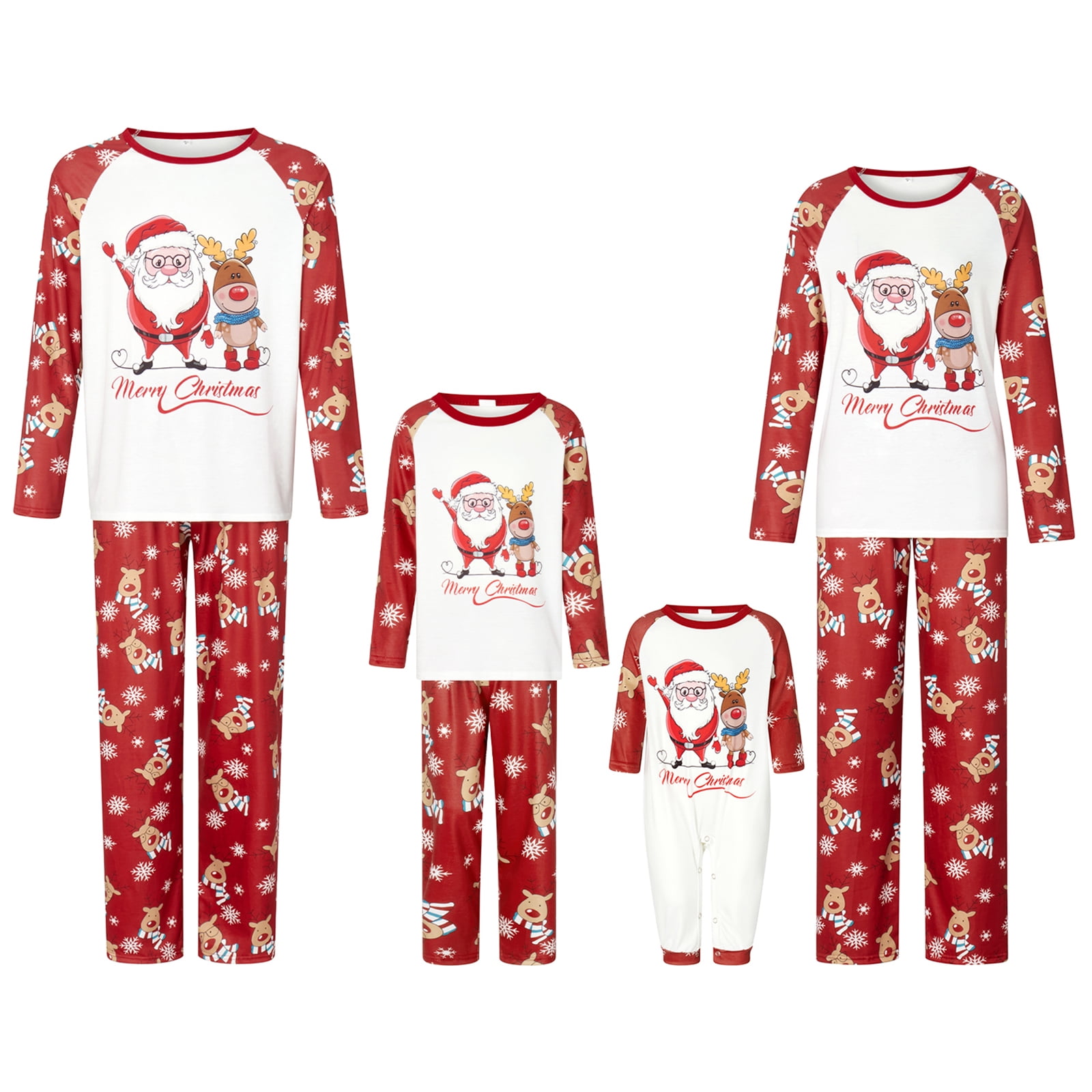 Family Matching Christmas Pajamas - Red Holiday PJ Sets With Bear/Penguin Print - View #10