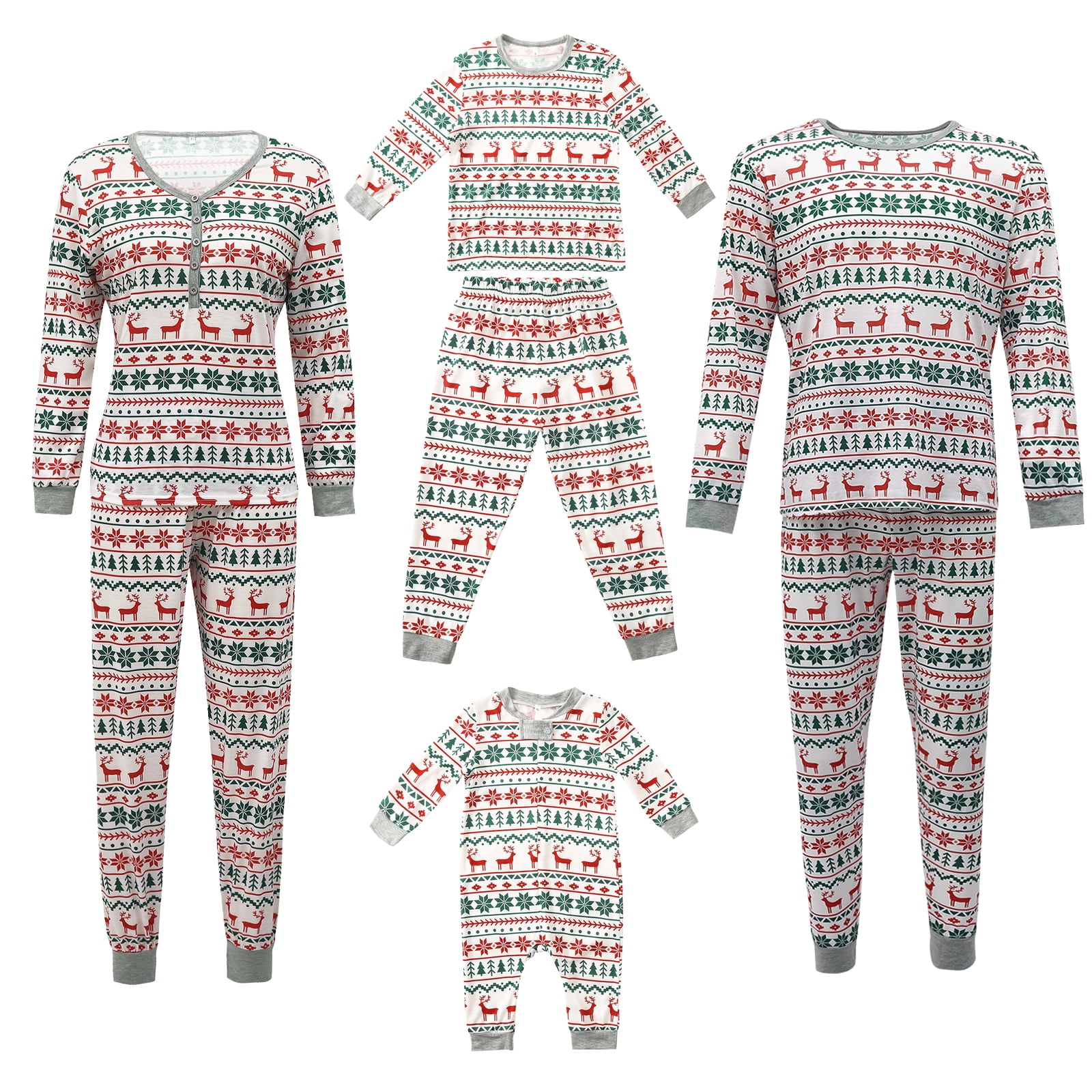 Fiomva Christmas Family Matching Pajama Red Holiday Pjs Sets Cotton ...