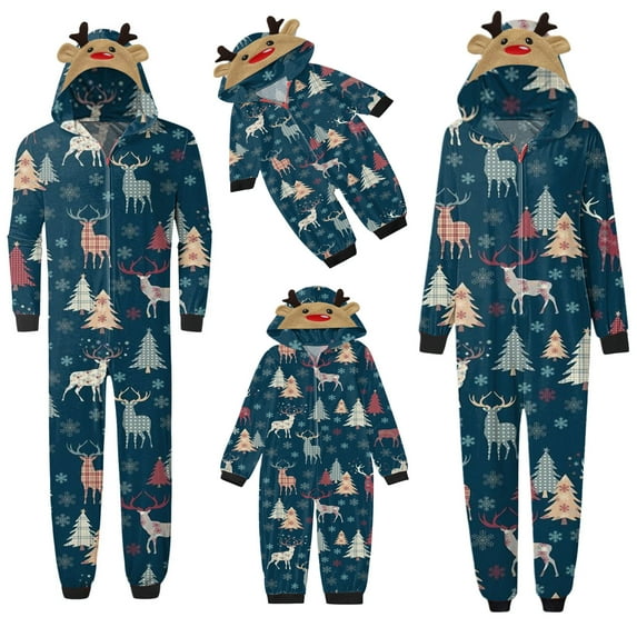 Fiomva Christmas Family Matching Pajamas PJs Set Dad Mum Kids Baby Xmas Sleepwear