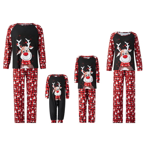 Fiomva Christmas Family Matching Pajamas Set Cute Santa Print Tops and Pants Pajama PJS Sets Sleepwear for Family