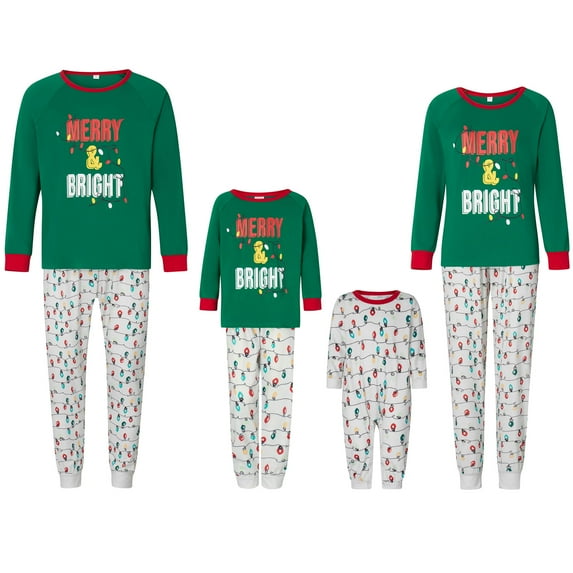 Fiomva Christmas Family Matching Pajamas Sets Holidays Family Top and Pants Jammies Sleepwear
