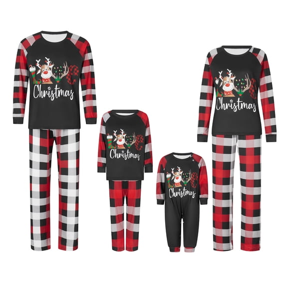 Fiomva Christmas Family Matching Plaid Flannel Pajama Pj Sets