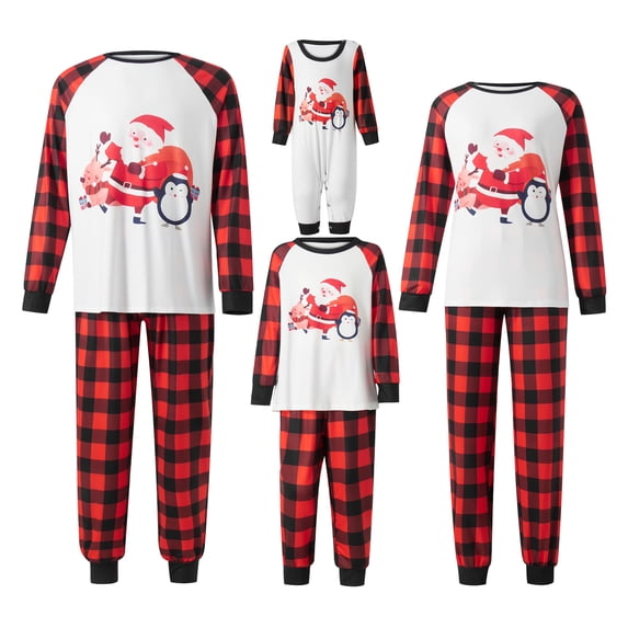 Fiomva Christmas Pajamas for Family Christmas Pjs Matching Sets Red Plaid Christma Pajama Family Xmas Holiday Sleepwear Set