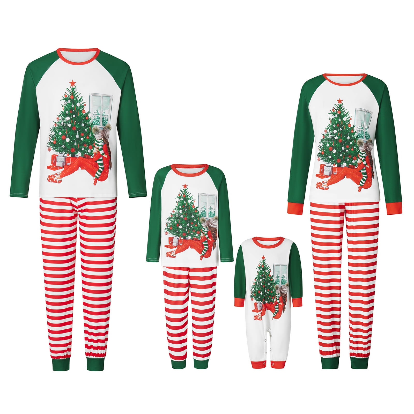 Fiomva Christmas Pajamas for Family, Matching Family Christmas PJs Sets Blue Elk Tree Printed