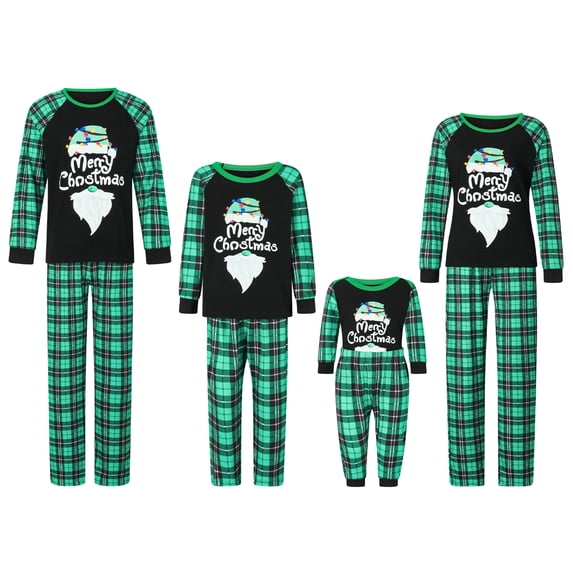 Fiomva Christmas Pajamas for Family Matching Xmas Christmas Pjs Set Santa Claus Cartoon Print Cute Holiday Family Sleepwear