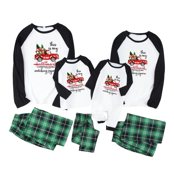 Fiomva Christmas Pajamas for Family with Print Top and Pants Jammies Sleepwear Matching PJ's Sets