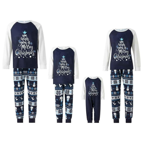 Fiomva Christmas Pajamas for Family with Print Top and Pants Jammies Sleepwear Matching PJ's Sets