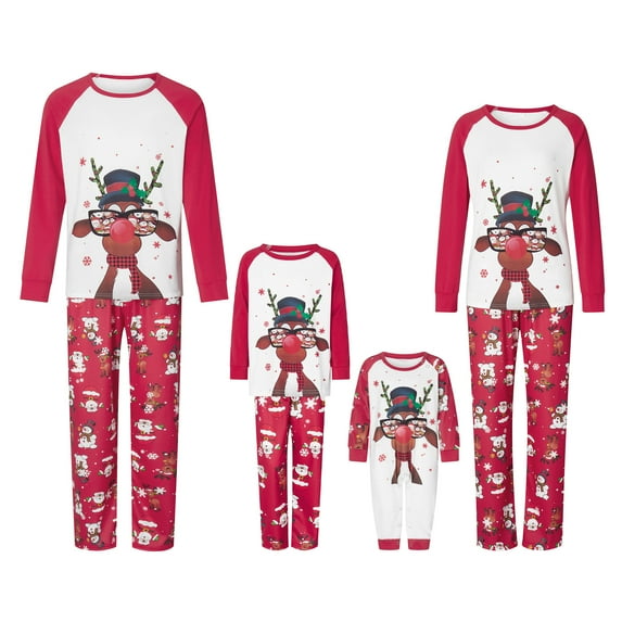 Fiomva Christmas Santa Hat Pattern Family Matching Pajamas,2-piece,Unisex,Sizes Baby-Kids-Adult