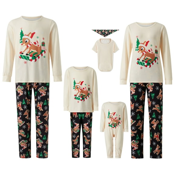 Fiomva Family Christmas Pjs Matching Sets Baby Christmas Matching Jammies for Adults and Kids Holiday Xmas Sleepwear Set