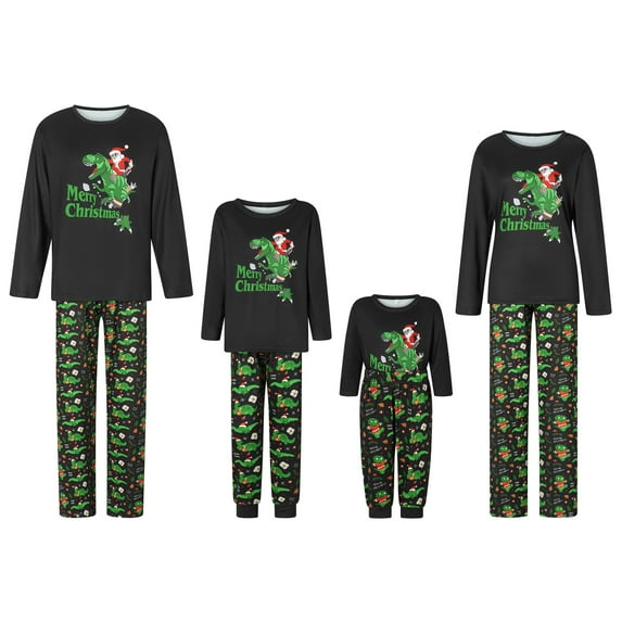Fiomva Family Matching Christmas Pajamas Set Long Sleeve Elk Print Tops Plaid Pants XMAS Sleepwear Pjs