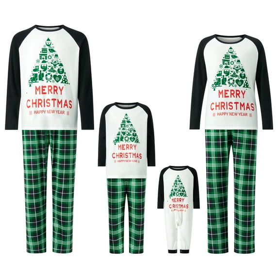 Fiomva Family Matching Pajama Sets Cute Christmas Tree Sleepwear Snowman Holiday PJS for Couples and Kids
