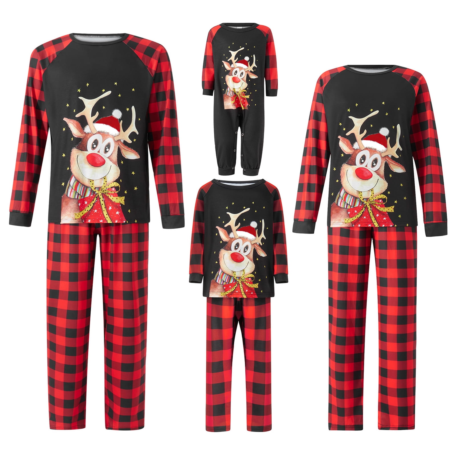 Fiomva Holiday Christmas Family Pajamas Matching Set Moose Xmas Pjs for ...