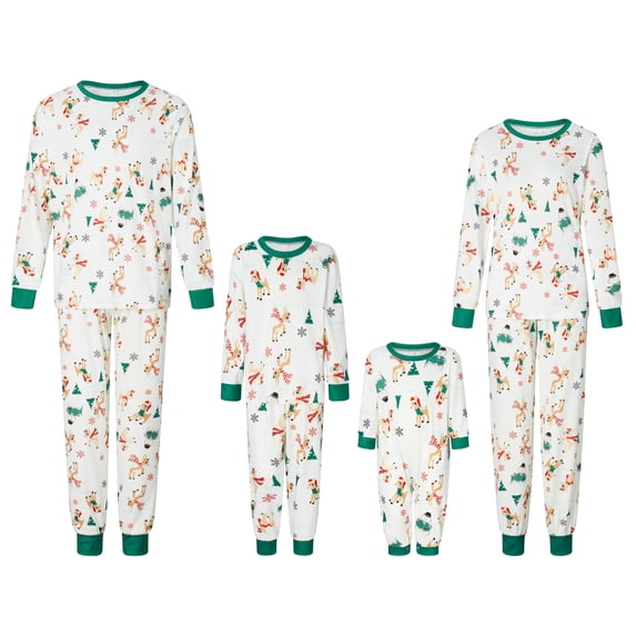 Fiomva Matching Family Christmas Pajamas Holiday Sleepwear Set Long Sleeve Pullover and Printed Pants S-XXL
