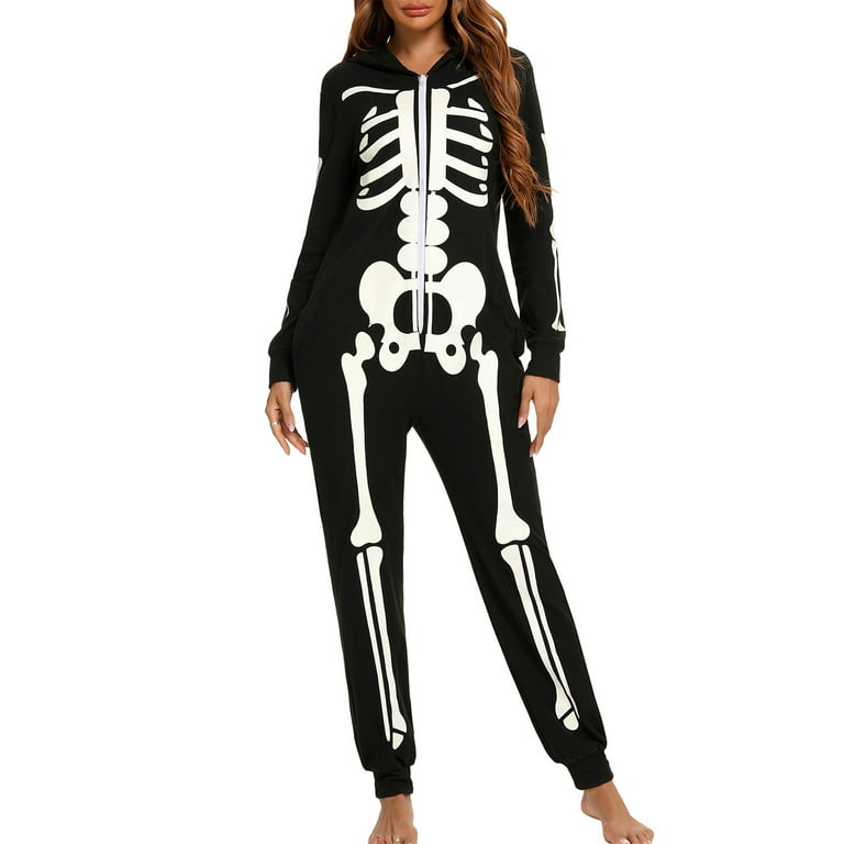 Fiomva Matching Family Pajamas Sets Skeleton Glow in Dark Jumpsuit