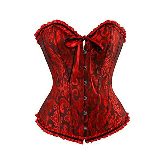 Fiomva Women Corset Boned Lace up Bodyshaper Lace Floral Shaping Bustier Waist Trainer