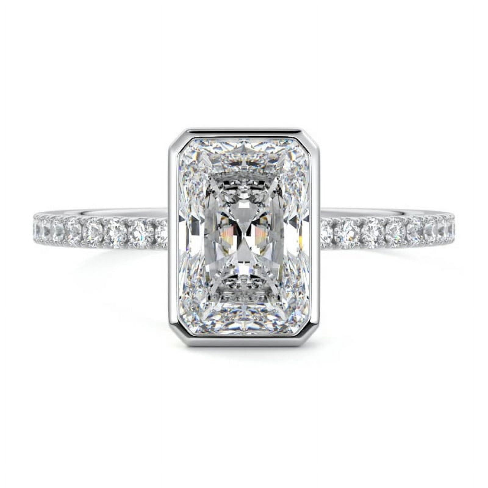 Fiona Jewel Stamped 14k Silver Women's Anniversary Ring Radiant Cut 1