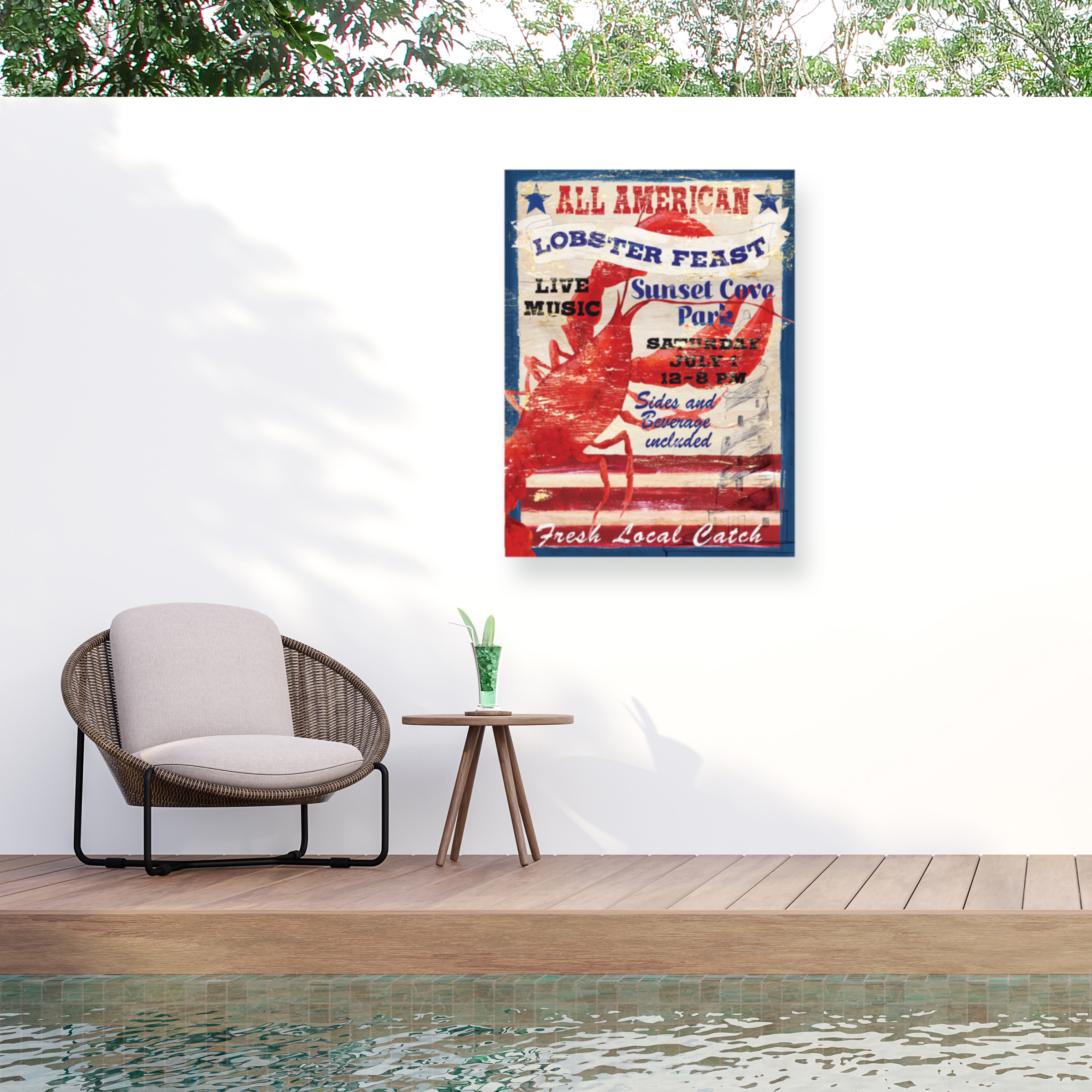Fiona Stokes-Gilbert 'All American Lobster' Outdoor Canvas 47x35