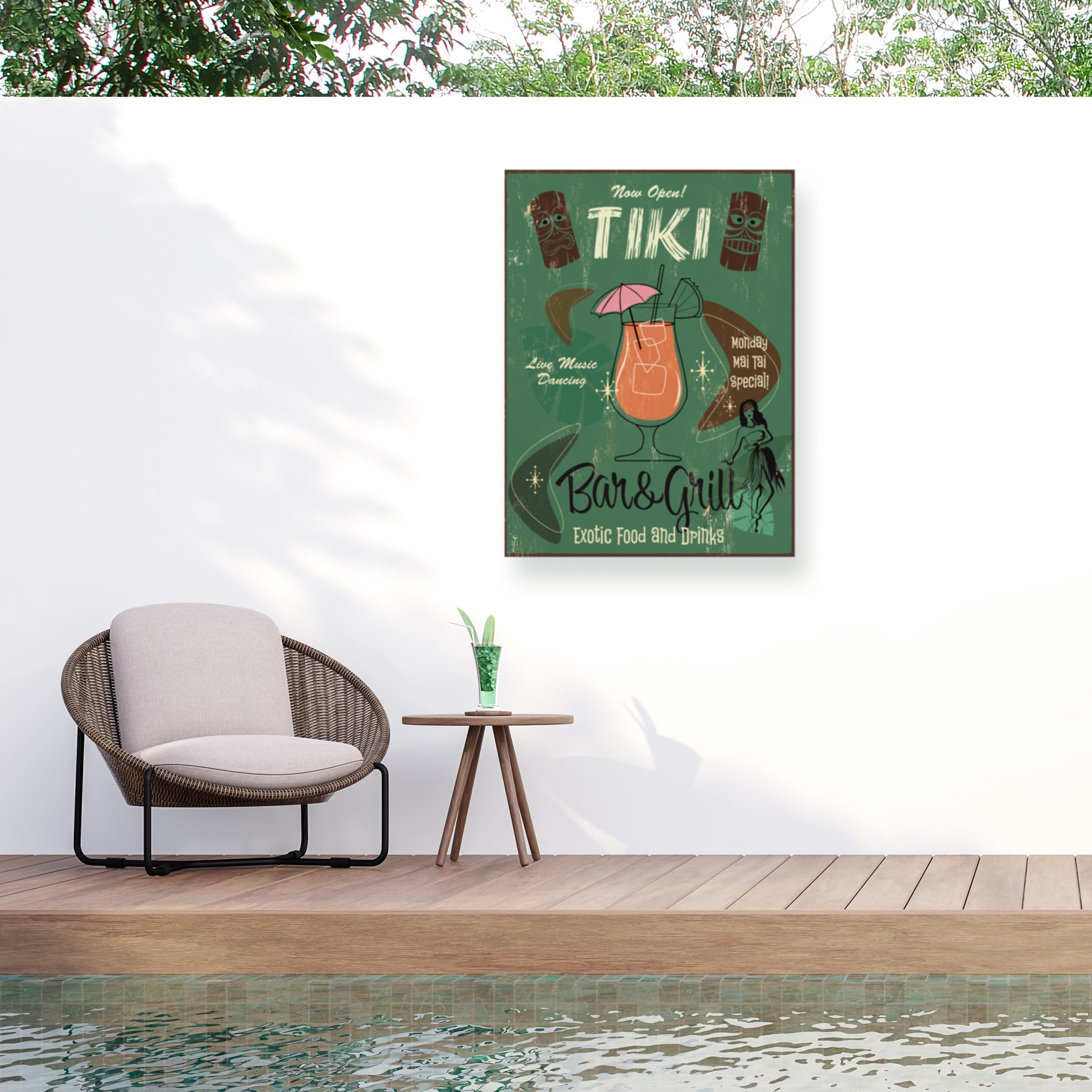 Fiona Stokes-Gilbert 'Tiki Bar & Grill B' Outdoor Canvas 24x18